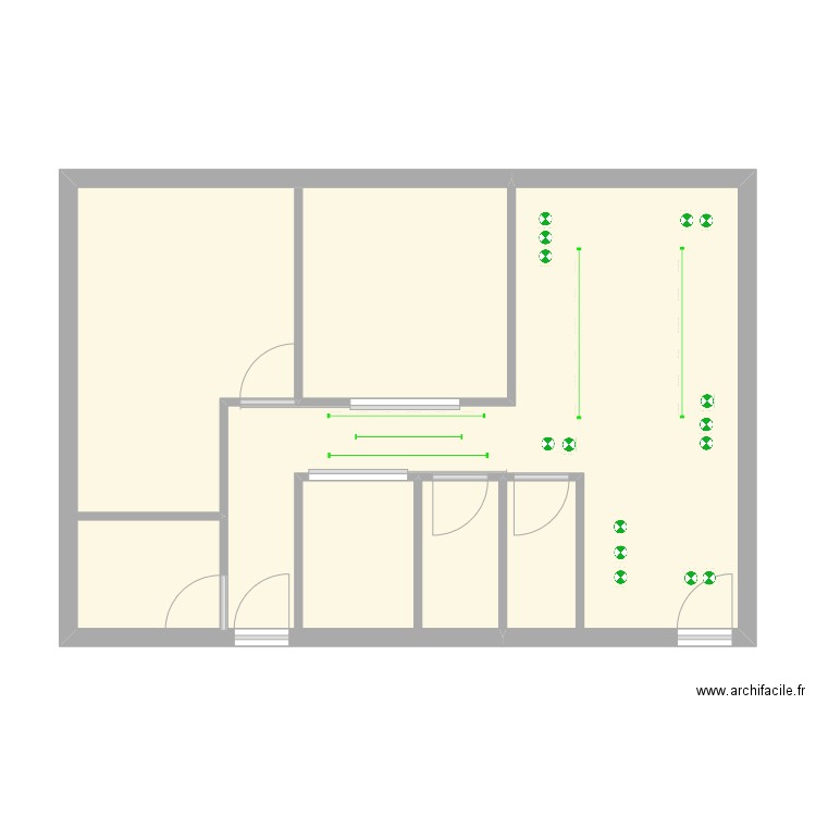 salle d'attente et couloir. Plan de 1 pièce et 59 m2