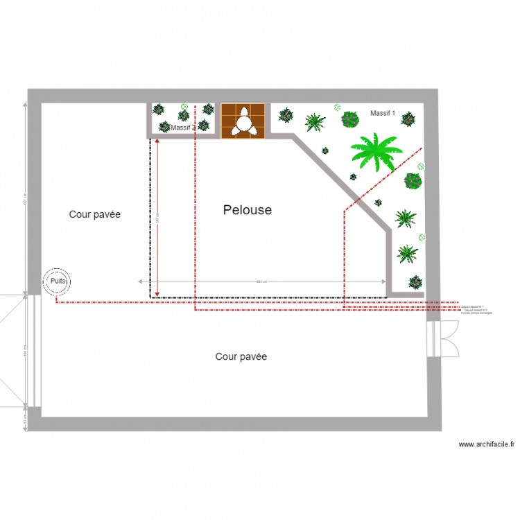 Cour pavée. Plan de 0 pièce et 0 m2