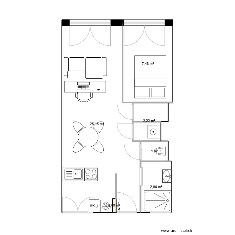 2eme plan RIVAGE DE ROCHELONGUE. Plan de 6 pièces et 39 m2