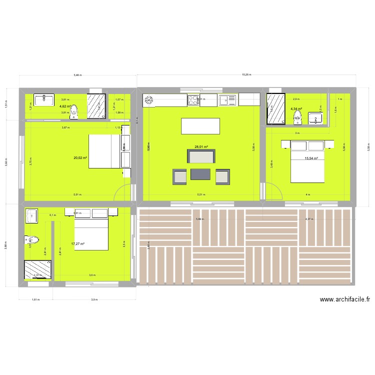 casita ++++. Plan de 6 pièces et 90 m2