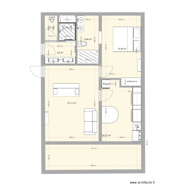 clos des camphriers. Plan de 7 pièces et 72 m2