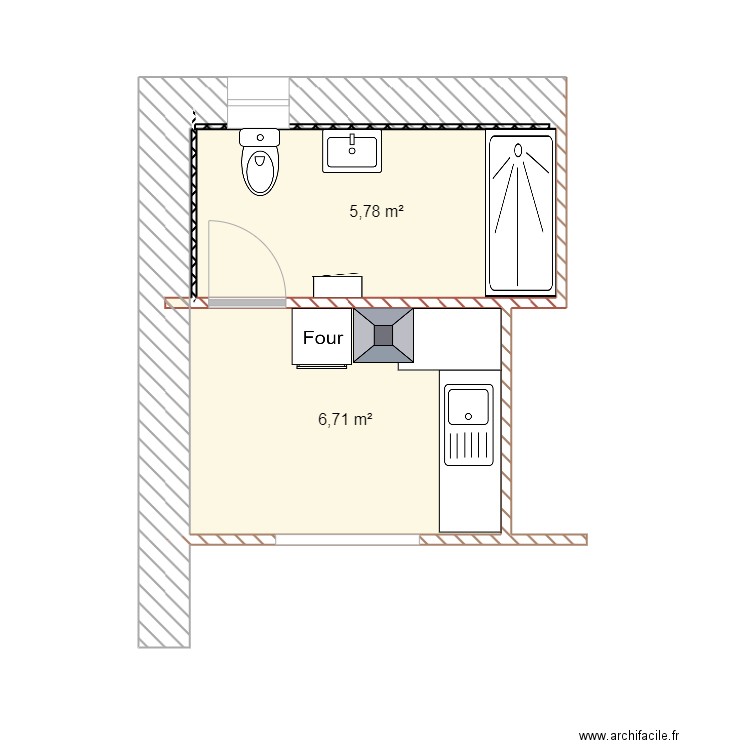 Anduze0. Plan de 2 pièces et 12 m2