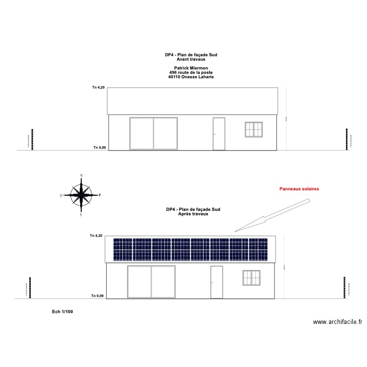 DP4 - Plan de façade Sud Onesse. Plan de 0 pièce et 0 m2