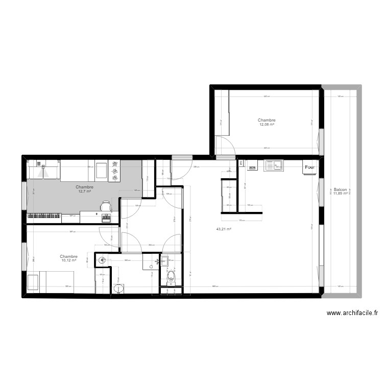 Appartement. Plan de 6 pièces et 91 m2