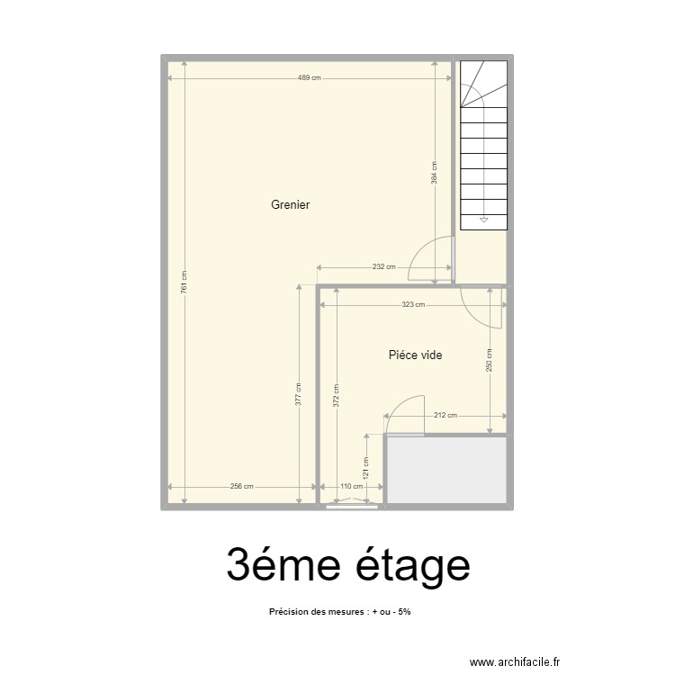 3éme étage. Plan de 4 pièces et 44 m2