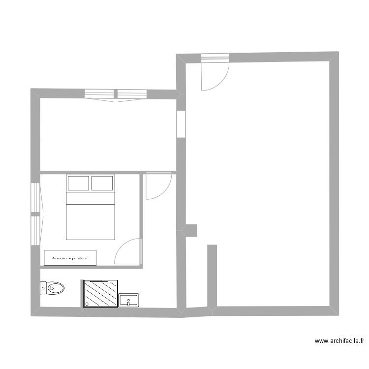 Le passage meublé 2. Plan de 2 pièces et 52 m2