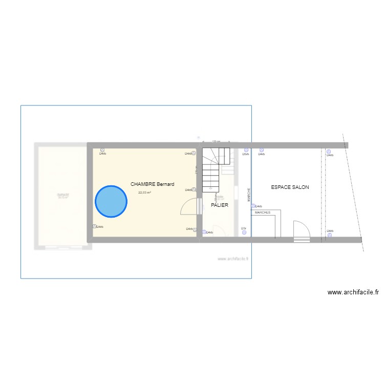 BERNARD ETAGE CHAMBRE PALIER ESPACE SALON. Plan de 0 pièce et 0 m2