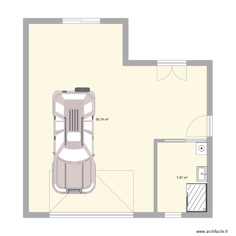 Garage 2. Plan de 2 pièces et 68 m2