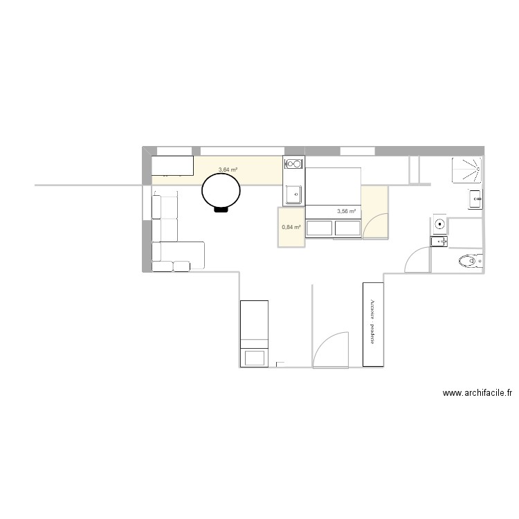 SuperD. Plan de 3 pièces et 8 m2