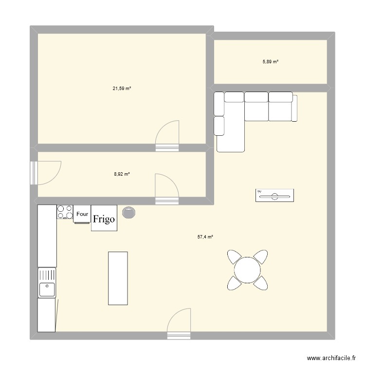 plan maison mamie. Plan de 4 pièces et 94 m2