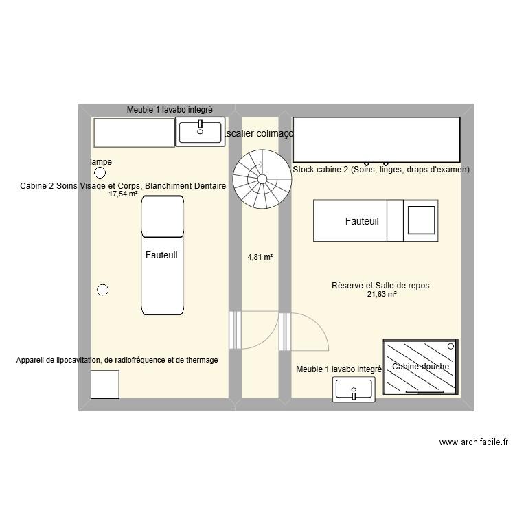 plan de l'institut 2. Plan de 3 pièces et 44 m2