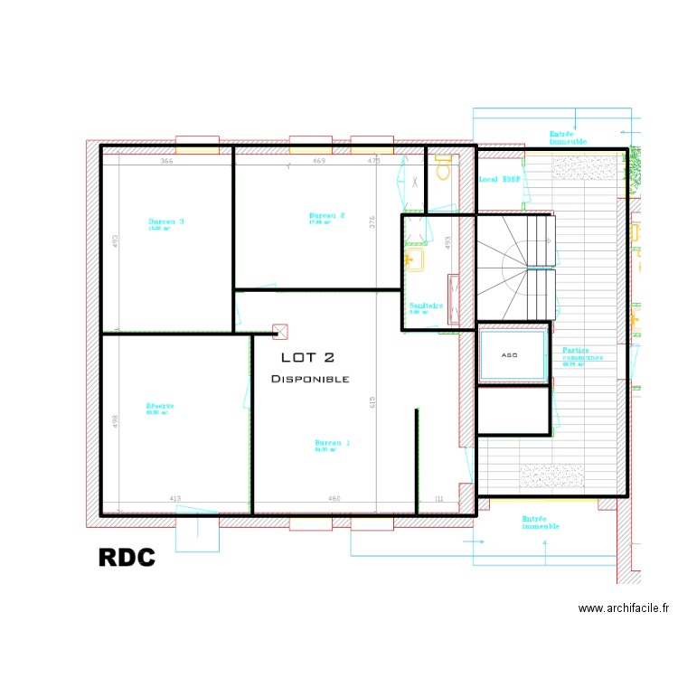 226-croquis 111 m² RDC. Plan de 9 pièces et 136 m2