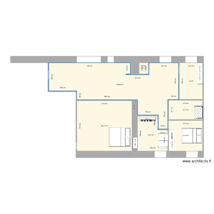  cuisine1c. Plan de 7 pièces et 99 m2