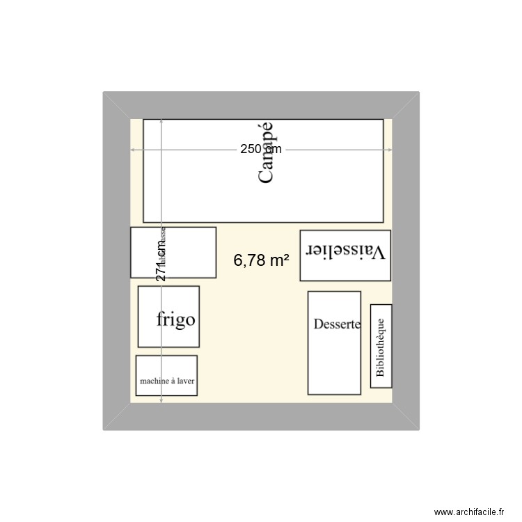 plan 6.5. Plan de 1 pièce et 7 m2