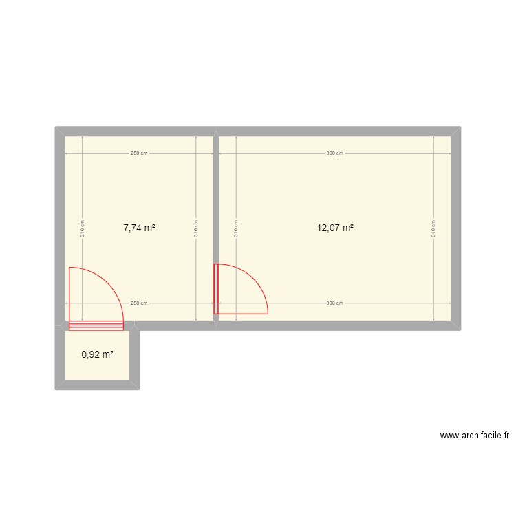 etage garage. Plan de 3 pièces et 21 m2