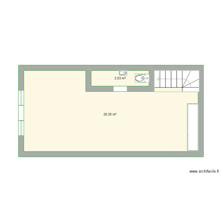 hn fghcfh. Plan de 2 pièces et 30 m2