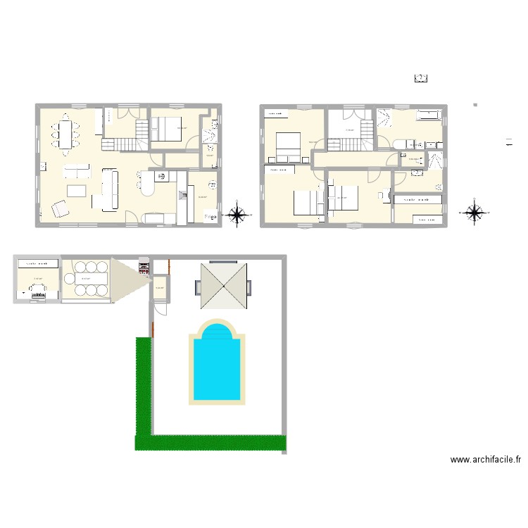 12/8 rdc 1 er etage  96m2 piscine studio. Plan de 12 pièces et 180 m2