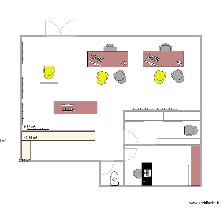 bertorelle. Plan de 4 pièces et 54 m2