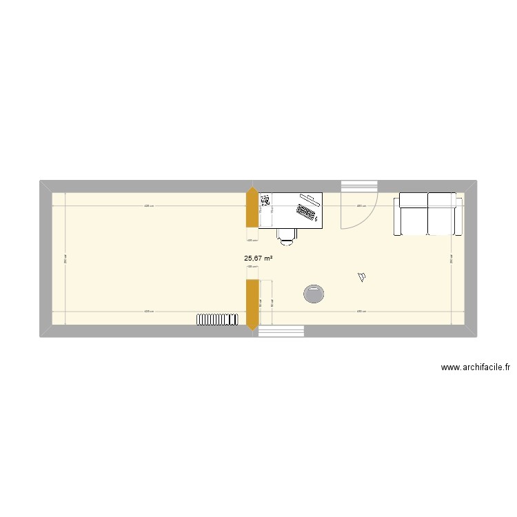 combles. Plan de 1 pièce et 26 m2