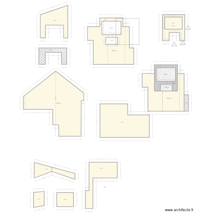 Facade. Plan de 18 pièces et 359 m2