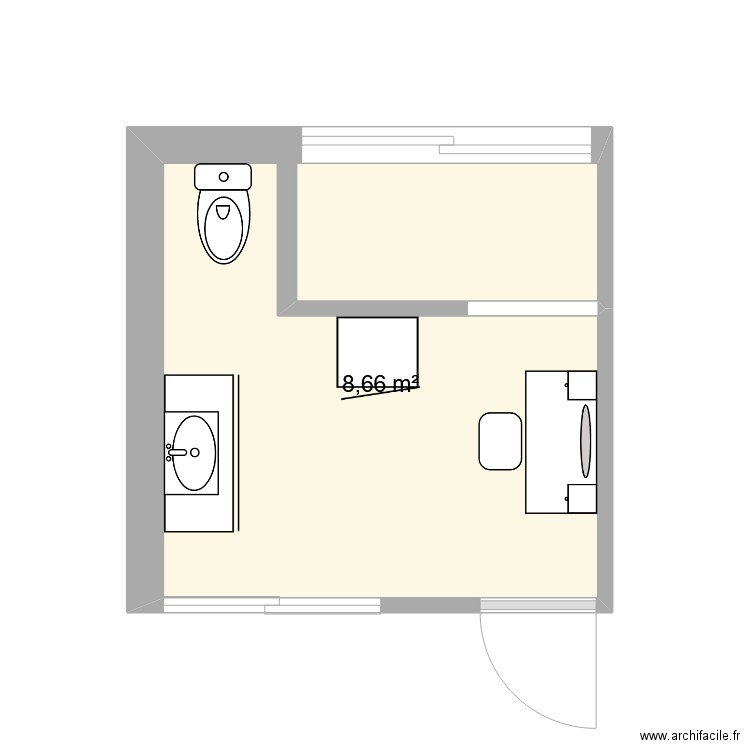 Salle de bain 1. Plan de 1 pièce et 9 m2