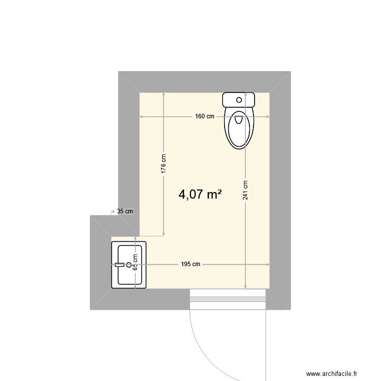 WC Infirmerie Matheo. Plan de 1 pièce et 4 m2