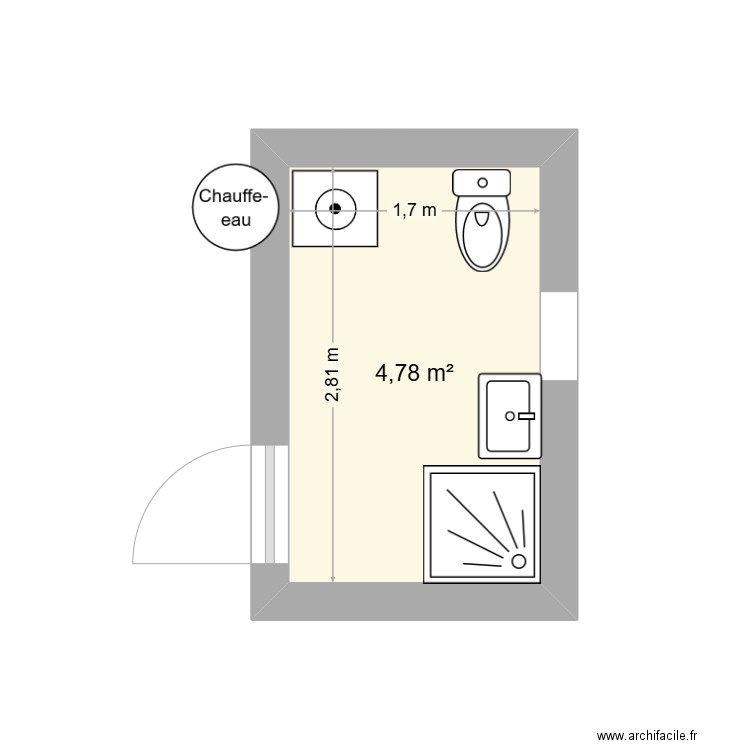 Chartres App C. Plan de 1 pièce et 5 m2