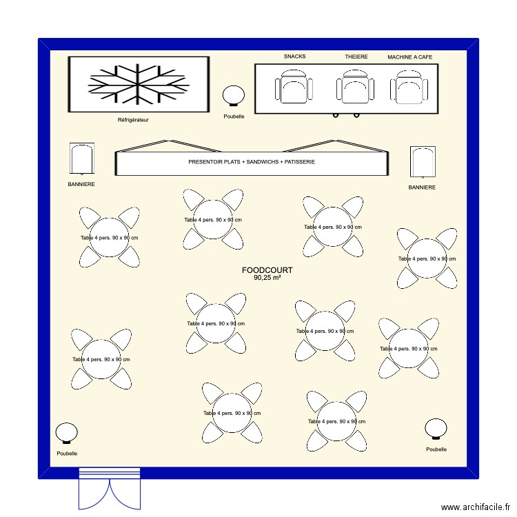 SIPHAL. Plan de 1 pièce et 90 m2