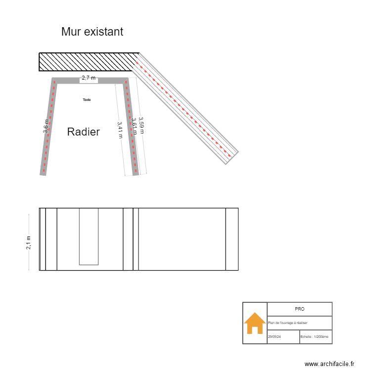 Renforcement de la vanne de garde du canal du moulin. Plan de 0 pièce et 0 m2