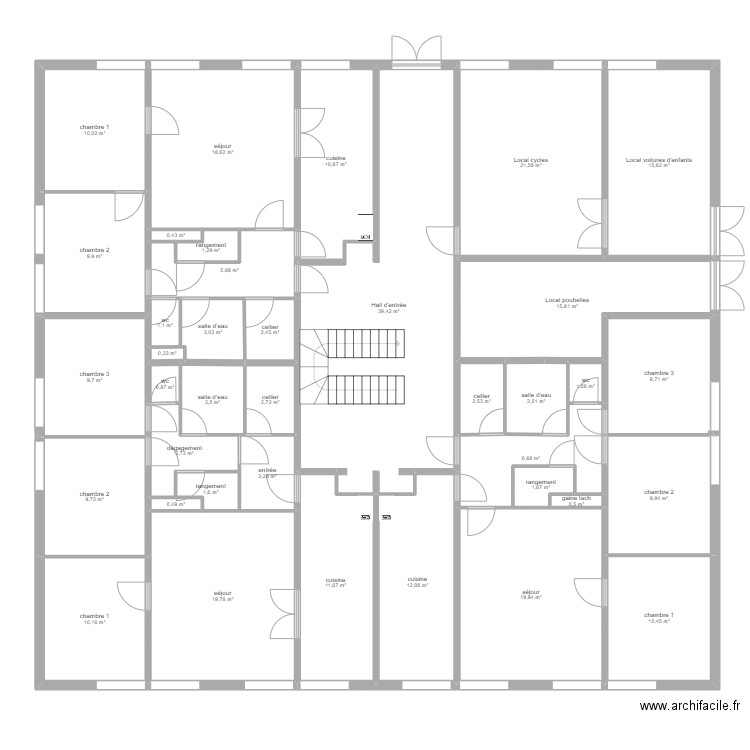 pasteur. Plan de 38 pièces et 312 m2