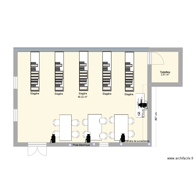 ltid. Plan de 2 pièces et 53 m2