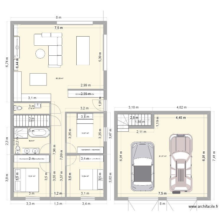 Maison Montbronn Camille. Plan de 9 pièces et 168 m2