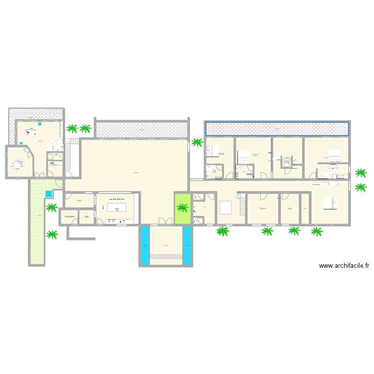 Marrakech-3. Plan de 28 pièces et 744 m2