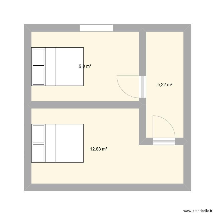 plan a Gino. Plan de 3 pièces et 28 m2