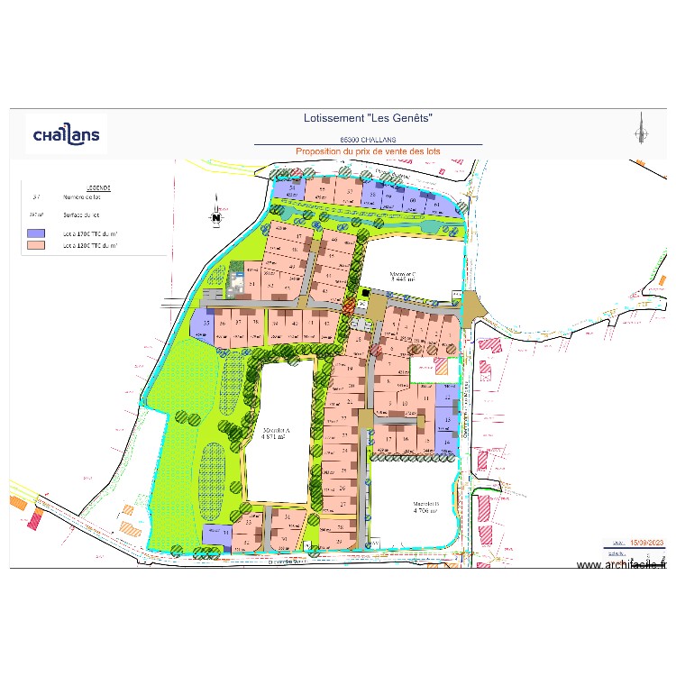 Plan Les genets lot 50. Plan de 9 pièces et 158 m2