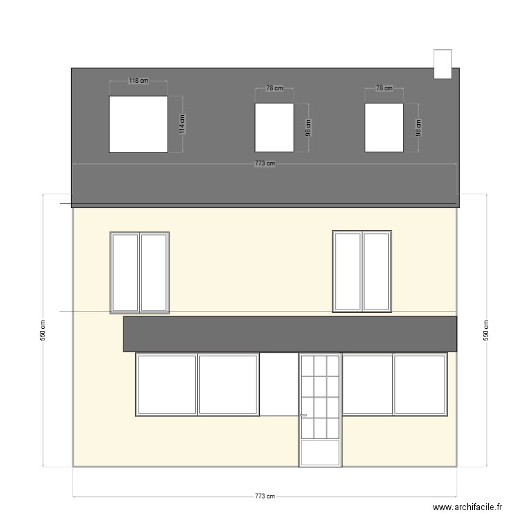 ARRI7RE. Plan de 1 pièce et 42 m2