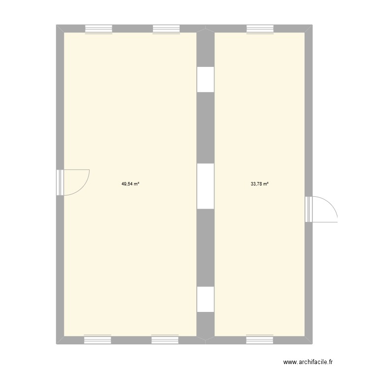 Appartement 2 Tri bèneu. Plan de 2 pièces et 83 m2