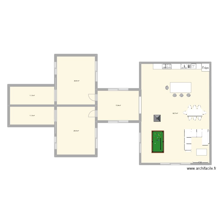 container hom. Plan de 6 pièces et 182 m2