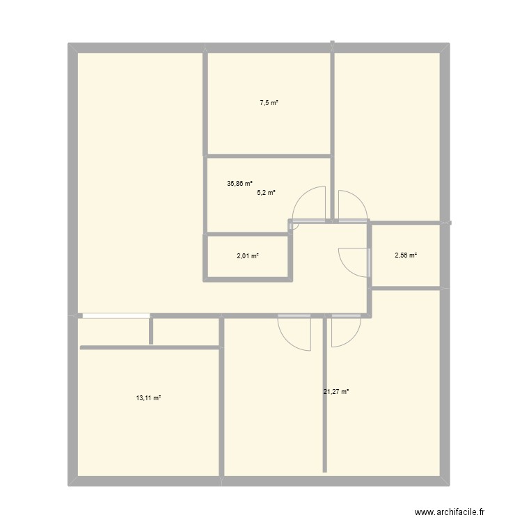 bureau. Plan de 7 pièces et 87 m2