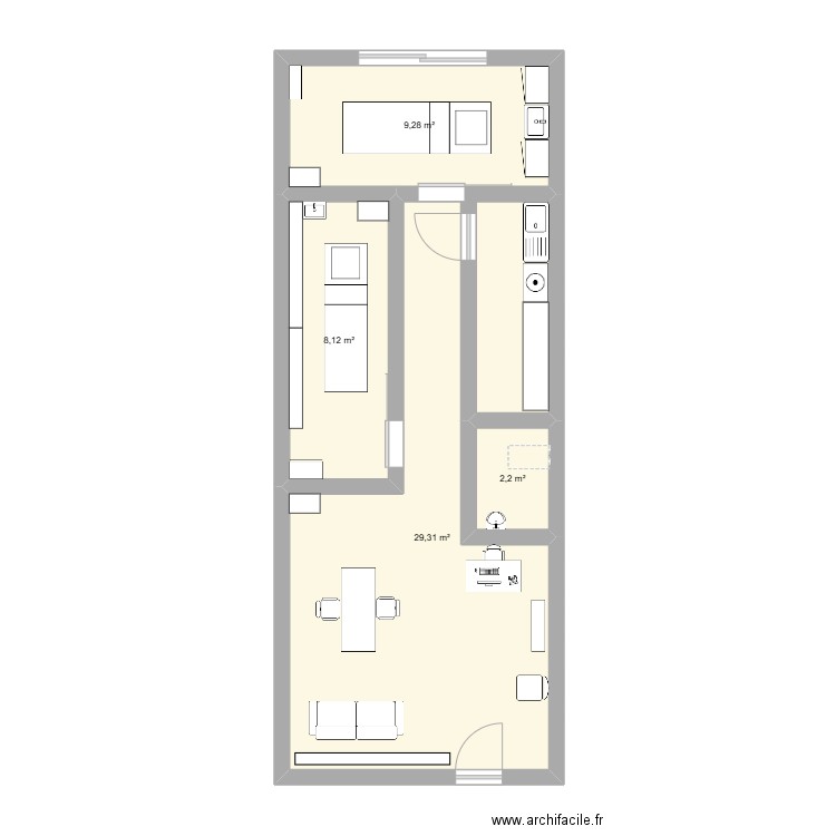 INTEMPOREL. Plan de 4 pièces et 49 m2