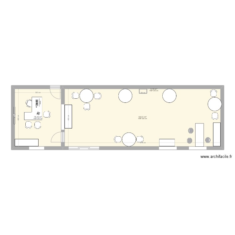 chalet bureau. Plan de 3 pièces et 71 m2