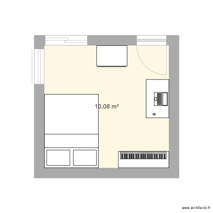 chambre. Plan de 1 pièce et 10 m2