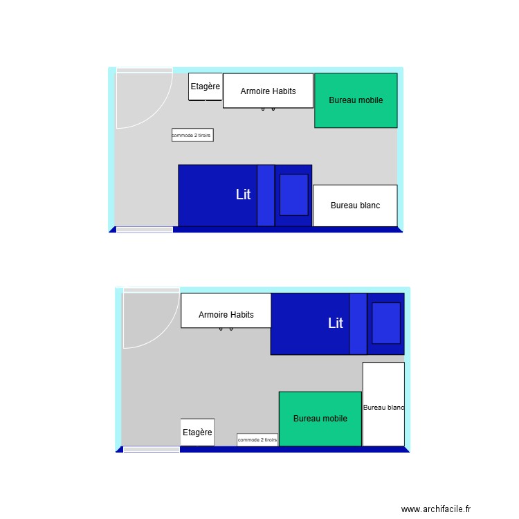 Ma chambre. Plan de 2 pièces et 18 m2