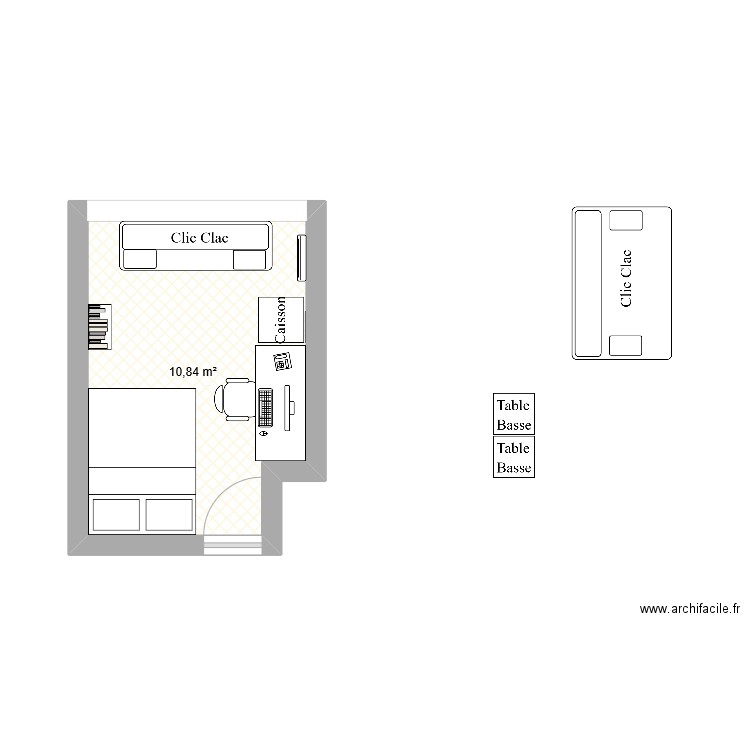 Thomas. Plan de 1 pièce et 11 m2