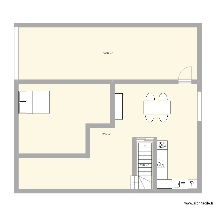 maison lise. Plan de 3 pièces et 100 m2