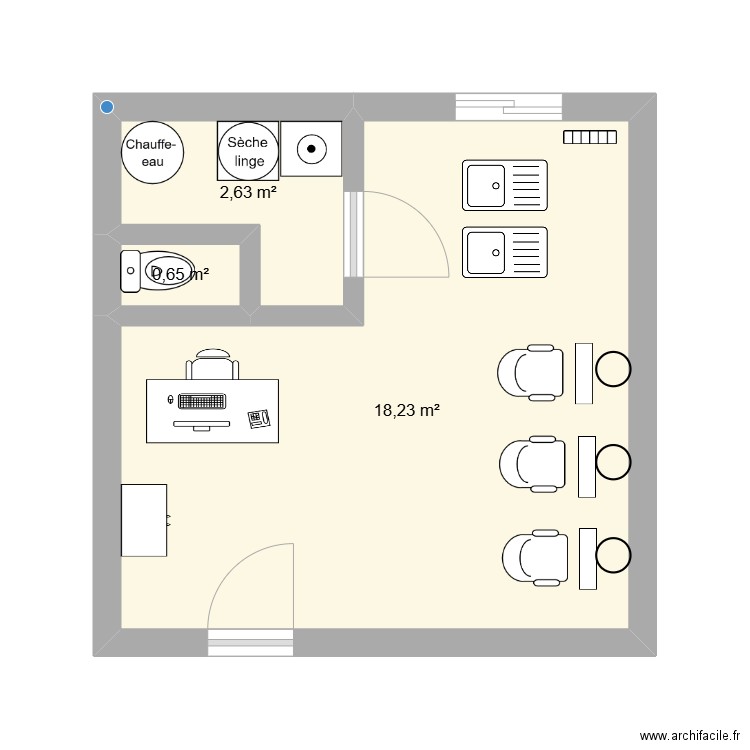 plan salon maria. Plan de 3 pièces et 22 m2