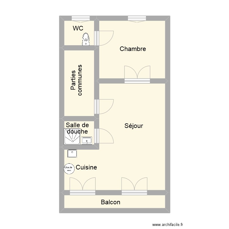 boucault. Plan de 6 pièces et 52 m2