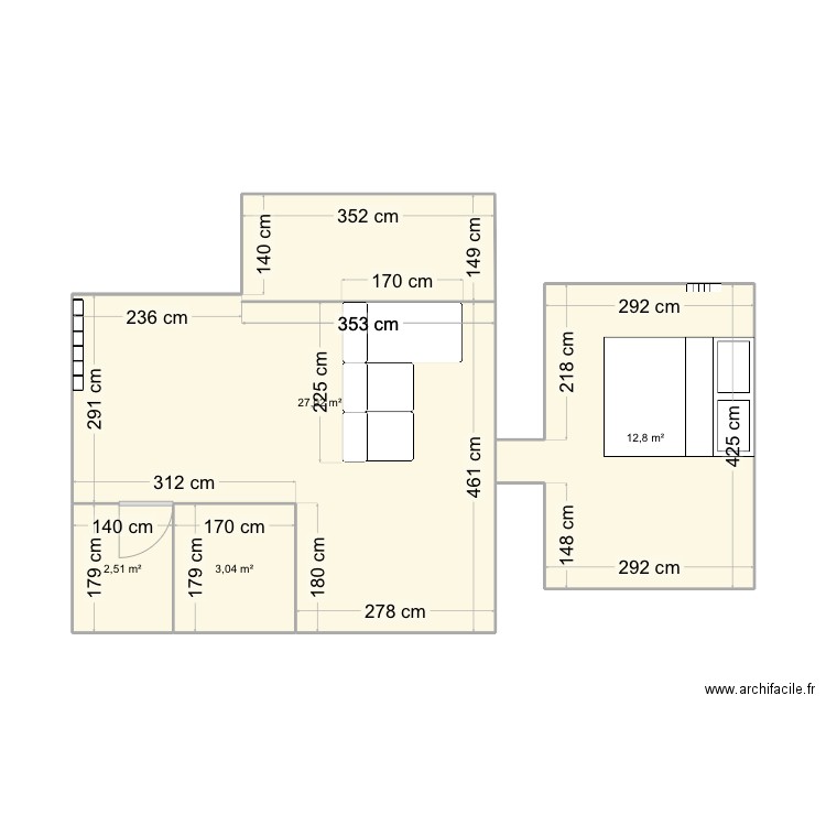 APPART PARIS. Plan de 4 pièces et 45 m2