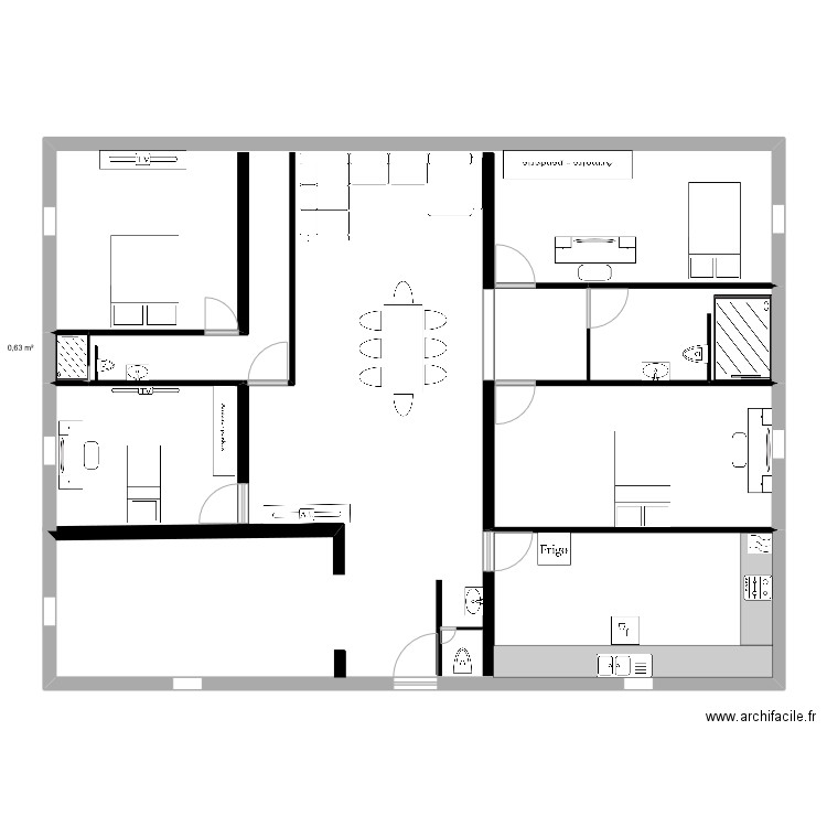 maison. Plan de 1 pièce et 1 m2