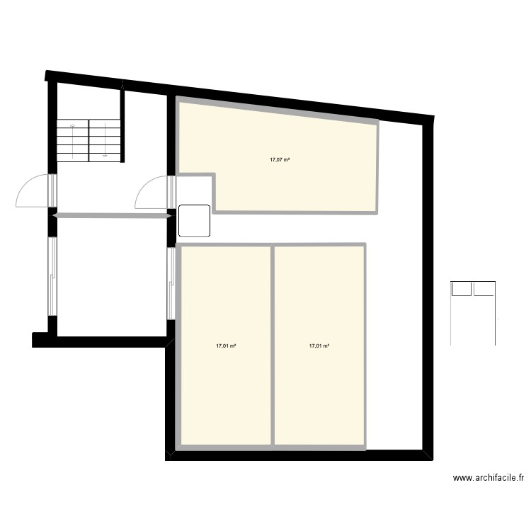 2èm D Chambres Bis. Plan de 3 pièces et 51 m2